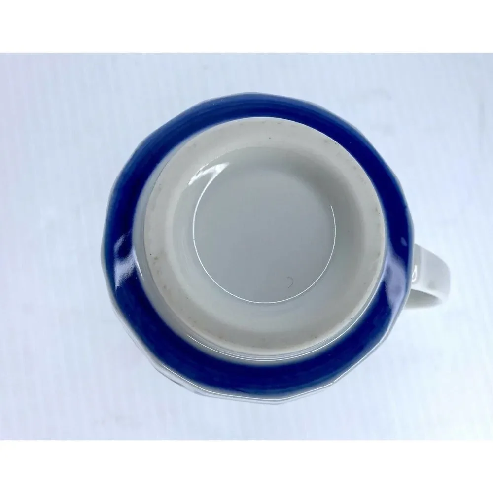 Fish For Sushi Mug Japanese Kanji Hirigana Cute Blue White Ceramic Textured